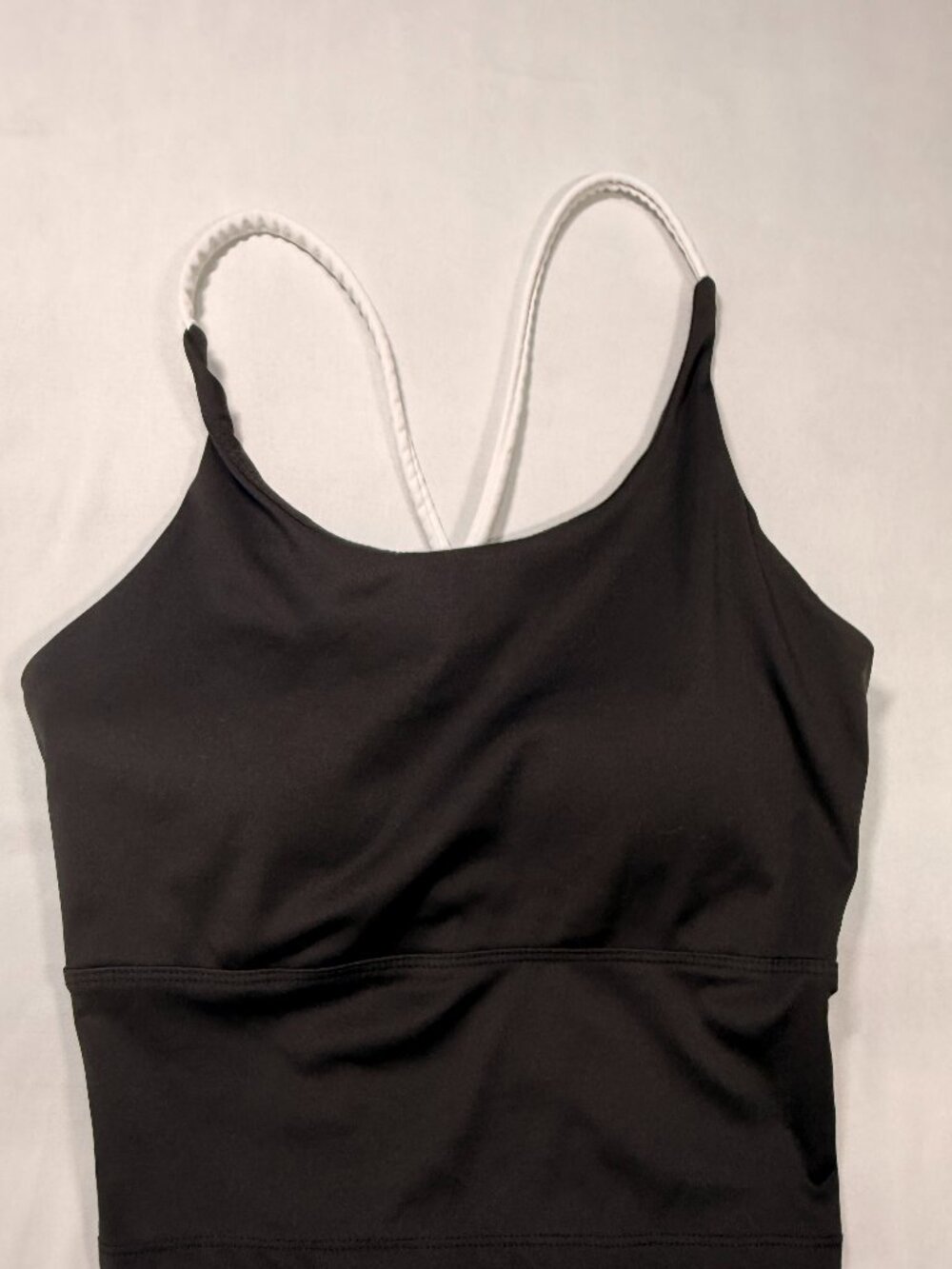 Black White Strap Longline Sports Bra Crop Top L